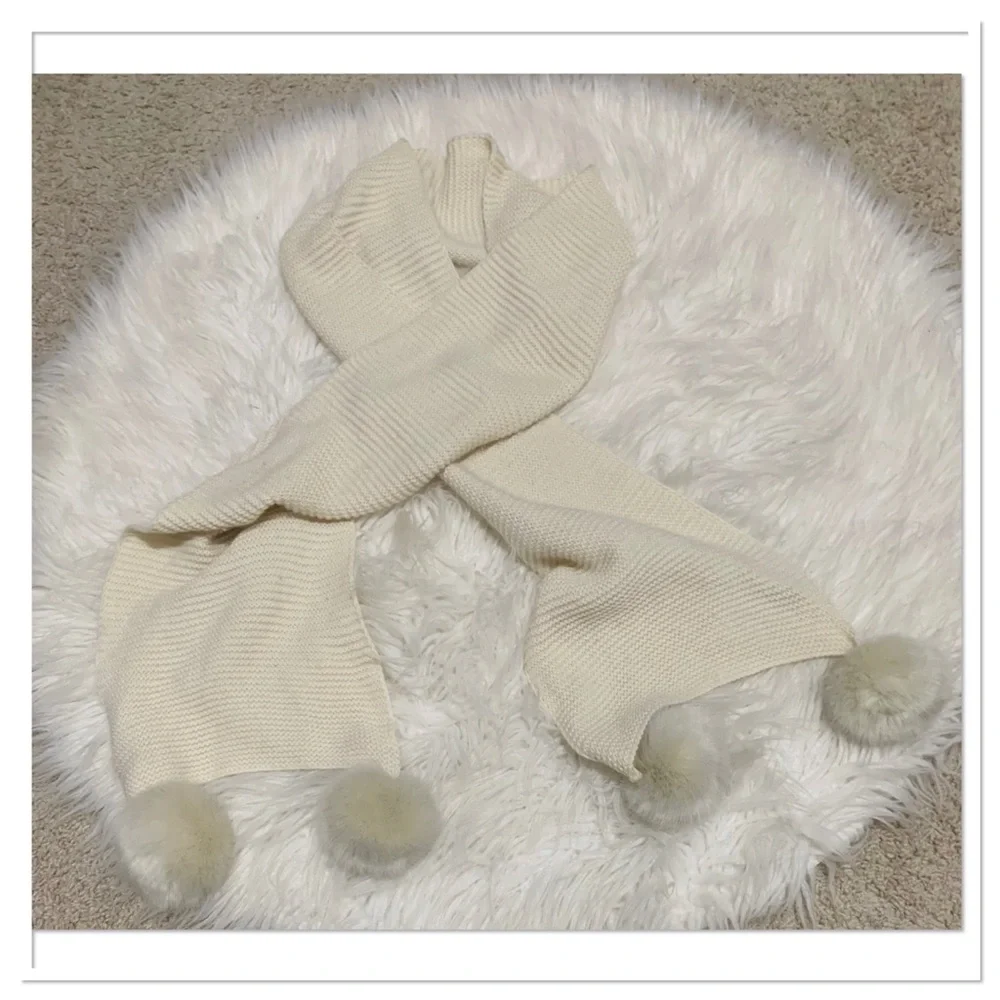 RH Cashmere Wool Scarf And Gloves With Ultra Faux Fur Trim Ivory One Size